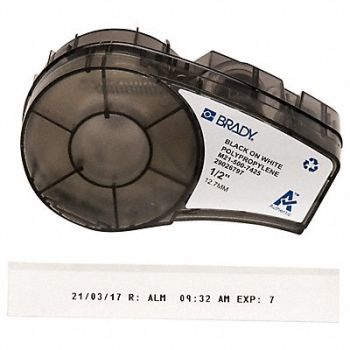 BRADY Label Black/White Blank Polypropylene, 18CA35