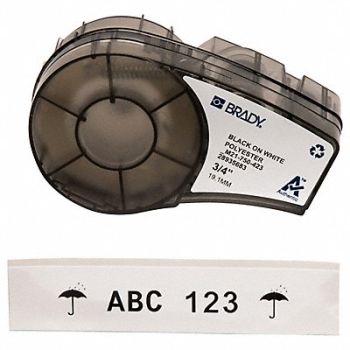 BRADY Label Cartridge Black/White 3/4 in W, 3PXW8
