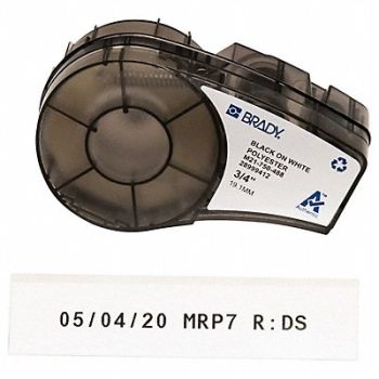 BRADY Label Cartridge Black/White 3/4 in W, 3PXY7