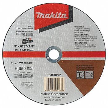 MAKITA Cut-Off Wheel 36 Grit 9 x0.079 x7/8, 60UP37