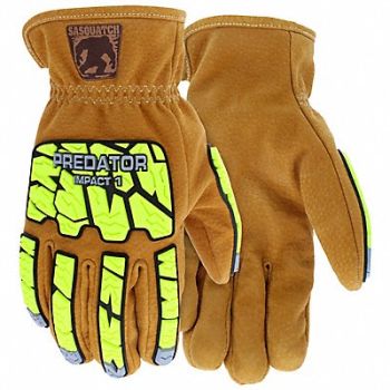 MCR SAFETY Leather Gloves A5 Brown/Green 3XL PR, 801C18