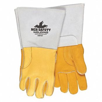 MCR SAFETY Welding Leather Glove Gray/Gold XL PK12, 60HP76