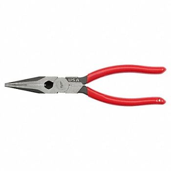 MILWAUKEE Long Nose Dipped Grip Pliers, 798KU2