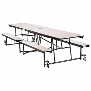 NATIONAL PUBLIC SEATING Mobile Bench Table 20in Bench H 12 Seats, 49CV65