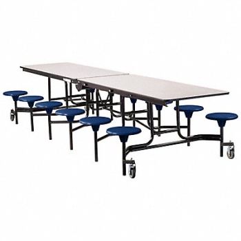 NATIONAL PUBLIC SEATING Mobile Stool Table 18in Bench H 12 Seats, 49CV63
