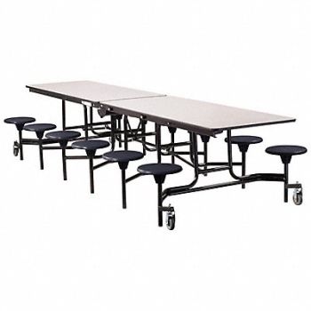 NATIONAL PUBLIC SEATING Mobile Stool Table 17in Bench H 12 Seats, 49CV62