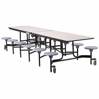 NATIONAL PUBLIC SEATING Mobile Stool Table 17in Bench H 12 Seats, 49CV64