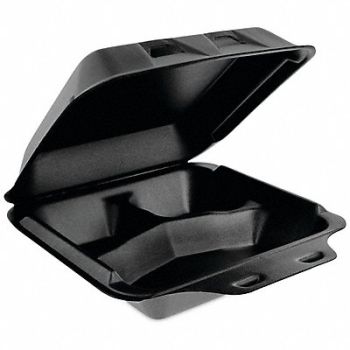 PACTIV Disp Carry-Out Ctnr 113oz 8in W BK PK150, 799M31