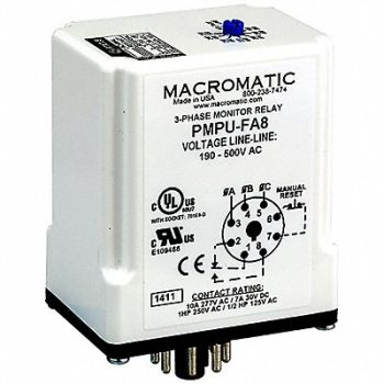 MACROMATIC Phase Monitor Relay 190-500VAC Plug SPDT, 6MPP2