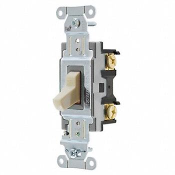 HUBBELL Wall Swtch 1-Pol 120/277V 15A Ivry Toggl, 6A672