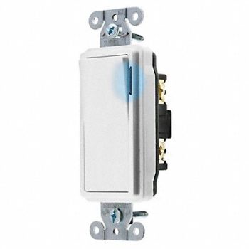 HUBBELL Illminatd Wall Swtch 1-Pole 20A Wht 120V, 5Z795