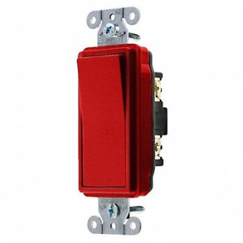 HUBBELL Wall Switch Red 1 HP 1-Pole Switch, 49YL57