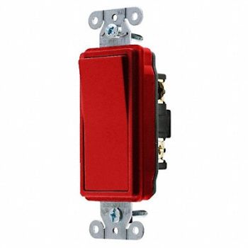 HUBBELL Wall Switch 20A Red 1 HP 3-Way Switch, 49YL62