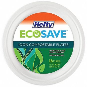 HEFTY Disp Fiber Plate 10 1/8 in White PK16, 799M54