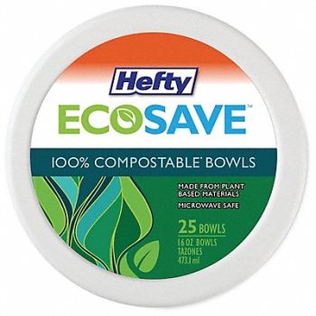 HEFTY Disposable Bowl 16 oz WH 6 in Dia PK30, 799M56