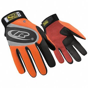 RINGERS GLOVES Mechanics Gloves Hi-Vis 7 PR, 61HL62