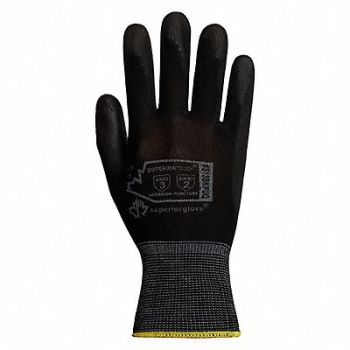 SUPERIOR GLOVE 13ga Blk Nylon PU Palm 11 PK12, 33TZ72
