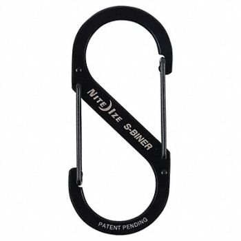 NITE IZE Carabiner Clip 3-13/25 in Steel Black, 23PF81