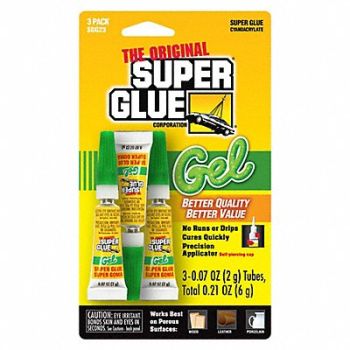 SUPER GLUE Instant Adhesive 0.07 fl oz Tube PK3, 3EHR1