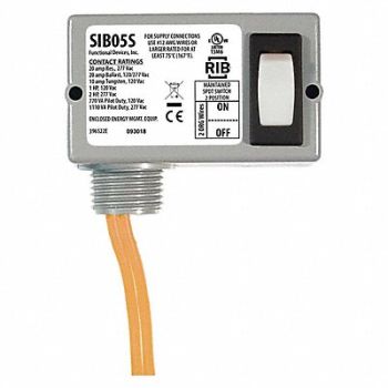 FUNCTIONAL DEVICES INC / RIB Prewired Rocker Switch SPST 20A@277VAC, 21AM53