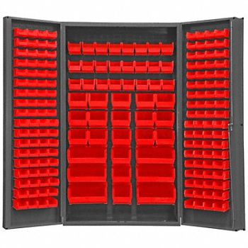 DURHAM MFG K4896 Bin Cabinet 84 x48 x24 Gray 192RedBns, 36FC85