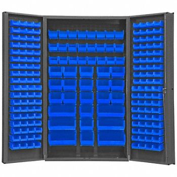 DURHAM MFG K4896 Bin Cabinet 84 x48 x24 Gray 192BlueBns, 36FC86