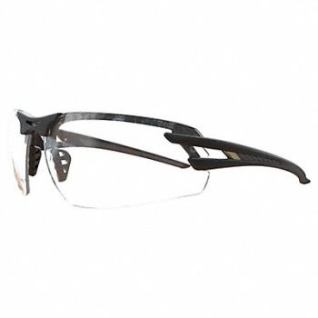EDGE EYEWEAR Safety Glasses Clear Lens Black Frame M, 801WK3