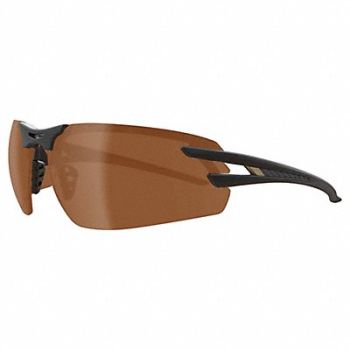 EDGE EYEWEAR Safety Glasses Amber Lens Black Frame M, 801WJ4