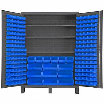 DURHAM MFG K4916 Bin Cabinet 84 x60 x24 Gray 185BlueBns, 36FC88