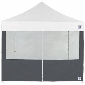 E-Z UP Food Booth Middle Zipper Sidewall Gray, 800J85