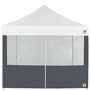 E-Z UP Food Booth Middle Zipper Sidewall Gray, 800J97