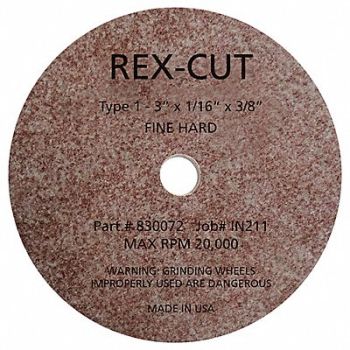 REX CUT CutOff Whl FineHard 3x1/1 x3/8 20000rpm, 39CW48