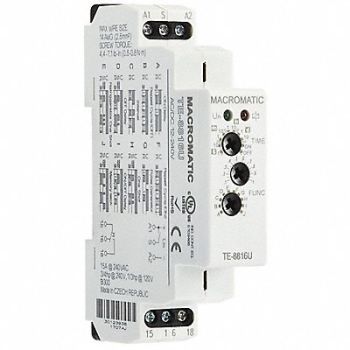 MACROMATIC Time Delay Rlay 12 to 240VAC/DC 15A SPDT, 23NV42
