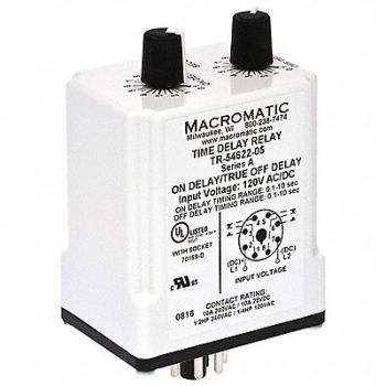 MACROMATIC H7839 Time Delay Relay 240VAC 10A DPDT 9 sec., 33VC29