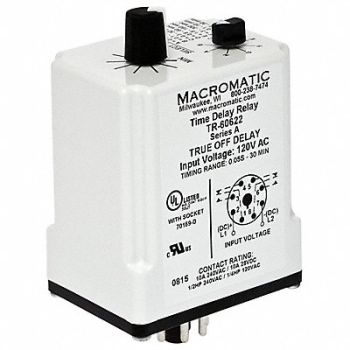 MACROMATIC H7840 Time Delay Rlay 12VDC 10A DPDT 0.05 sec., 24EP45