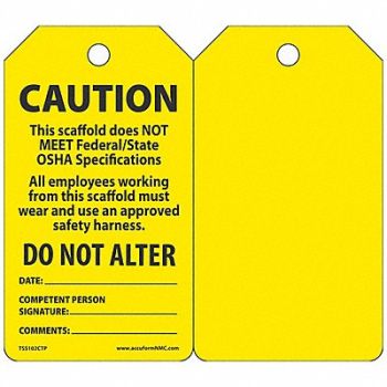 ACCUFORM Caution Tag 5 3/4in H 3 1/4in W PK25, 43Z280