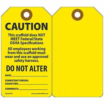 ACCUFORM Caution Tag 5 3/4in H 3 1/4in W PK25, 3YYT7