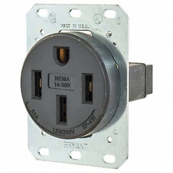 GRAINGER APPROVED Receptacle Black 50 A 3P4W Black, 49YY93