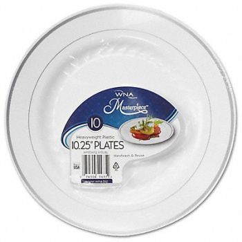 GRAINGER APPROVED Plastic Plate 10 1/4 in Silver/WH PK10, 799M61