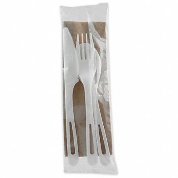 GRAINGER APPROVED Disp Cutlery Set White Med Weight PK 250, 799M67