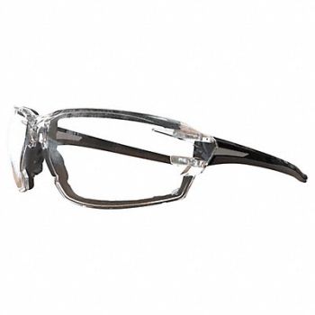 EDGE EYEWEAR Safety Glasses Clear Lens Black Frame M, 801WM6