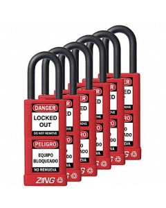 ZING Lockout Padlock KA Red 3 H PK6, 6TMJ8